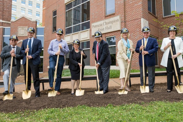 Hard hats and shovels signal the start of construction for School of Nursing building