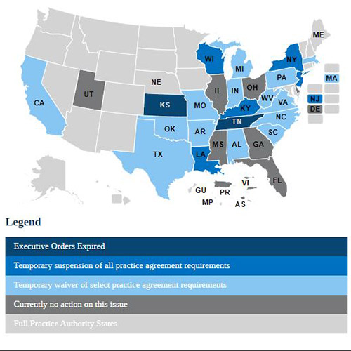 U.S. map showing status of Executive Orders 