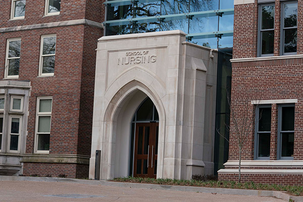 Exterior of Vanderbilt School of Nursing entrance in 2020