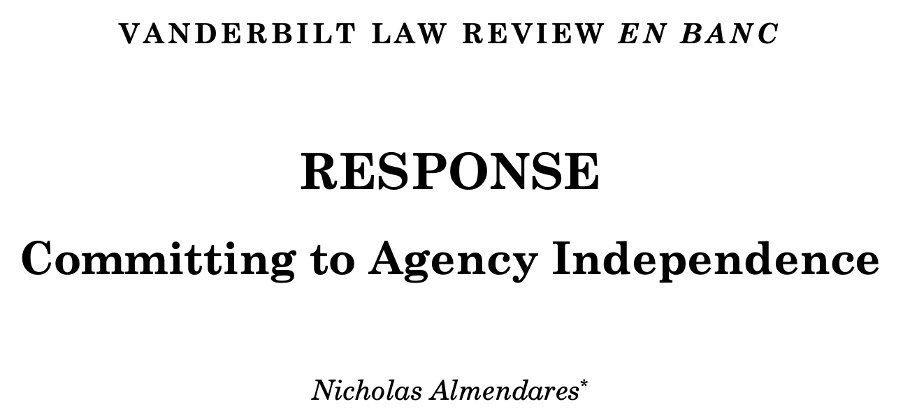 Committing To Agency Independence - Vanderbilt Law Review Vanderbilt ...