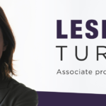 Portrait of Leslie turner: text: Lesley Turner, associate professor of economics