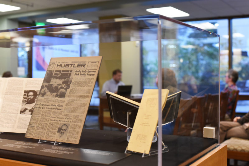 Documents in Vanderbilt library exhibit about history of Black studies at Vanderbilt