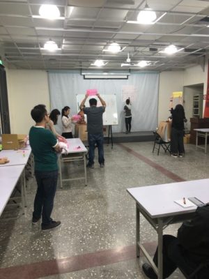 Taiwanese election workers counting votes