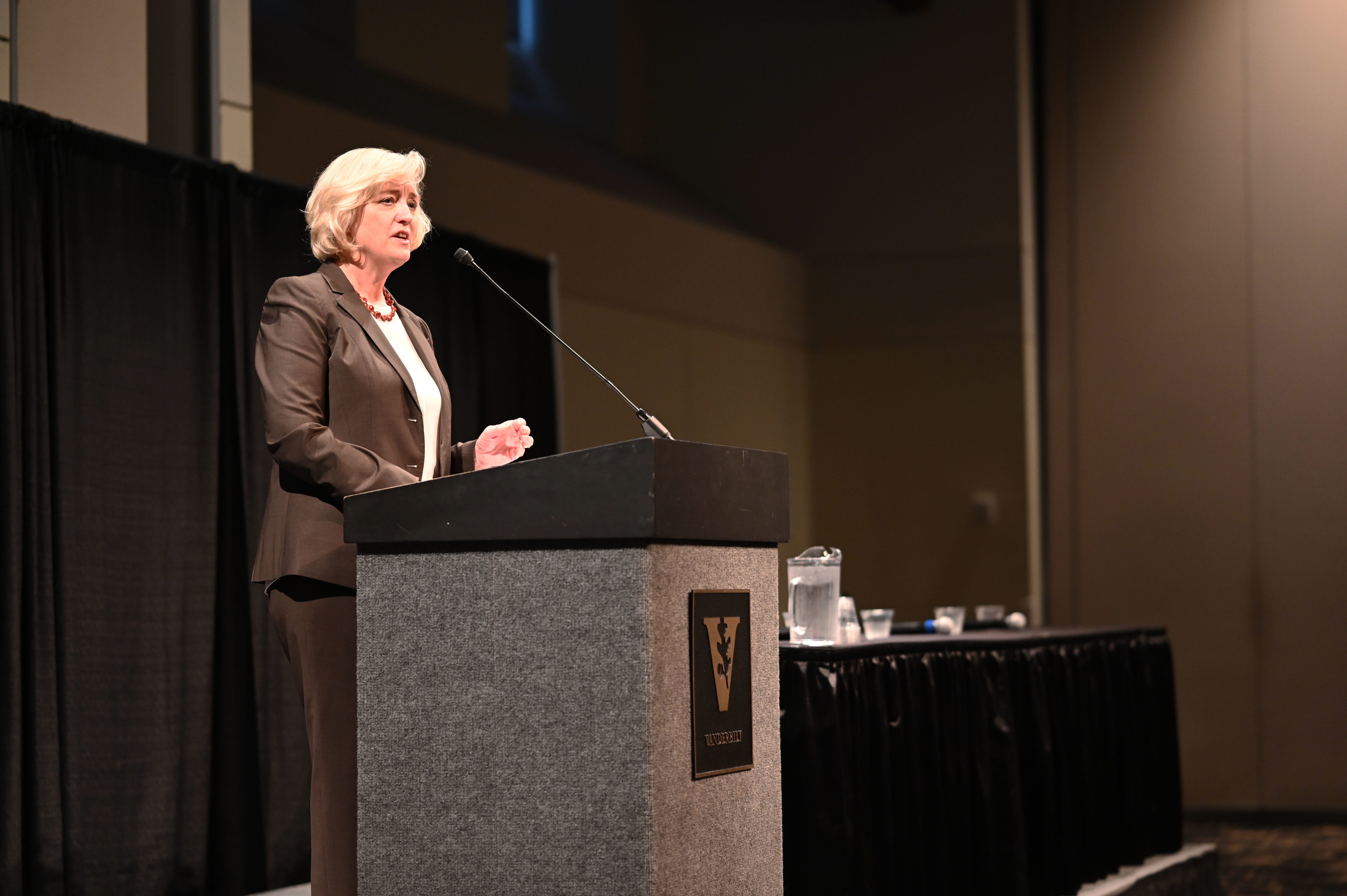 Susan R. Wente gives opening remarks at town hall gathering
