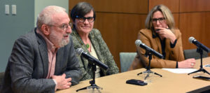 James Grossman, Paula Krebs, and Holly Tucker speak at a panel discussion