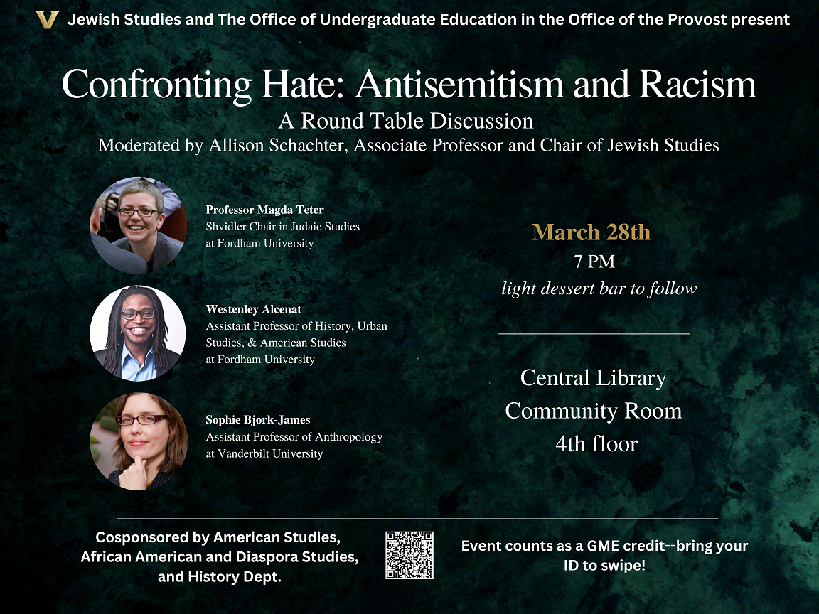 3/28 – Confronting Hate: Antisemitism And Racism | Jewish Studies ...