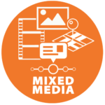 logo for mixed media category showing icons for video and audio elements