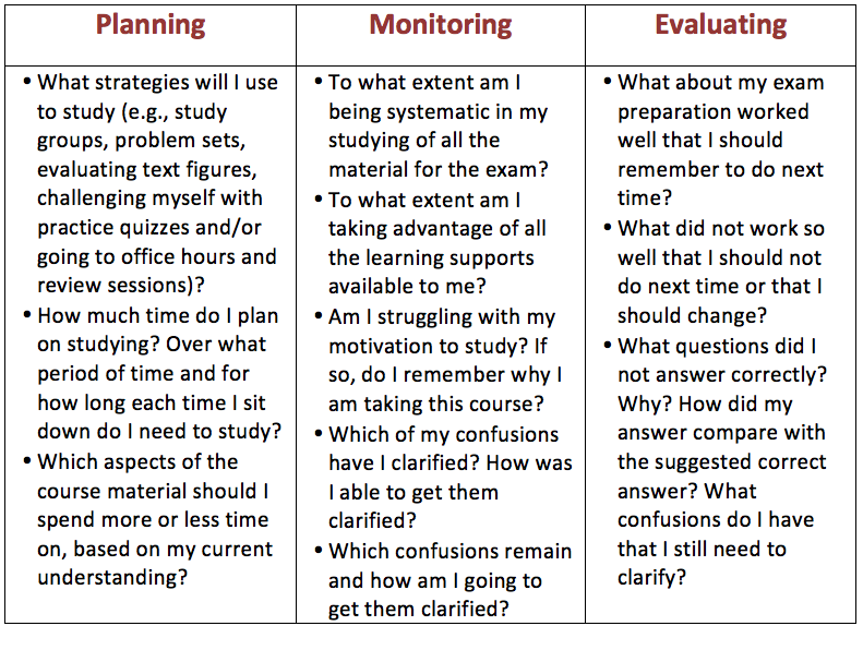 thinking about thinking metacognition