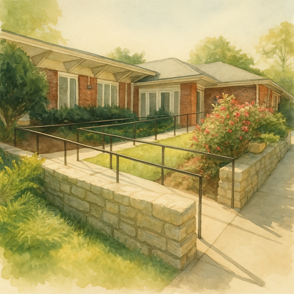 Multicultural Community Space watercolor painting.