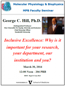 Inclusive Excellence: Why is it important for your research, your department, our institution and you? March 30