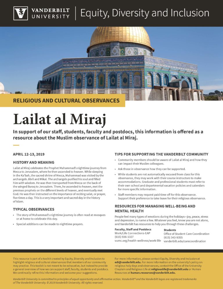 Lailat al Miraj Equity, Diversity and Inclusion Vanderbilt University