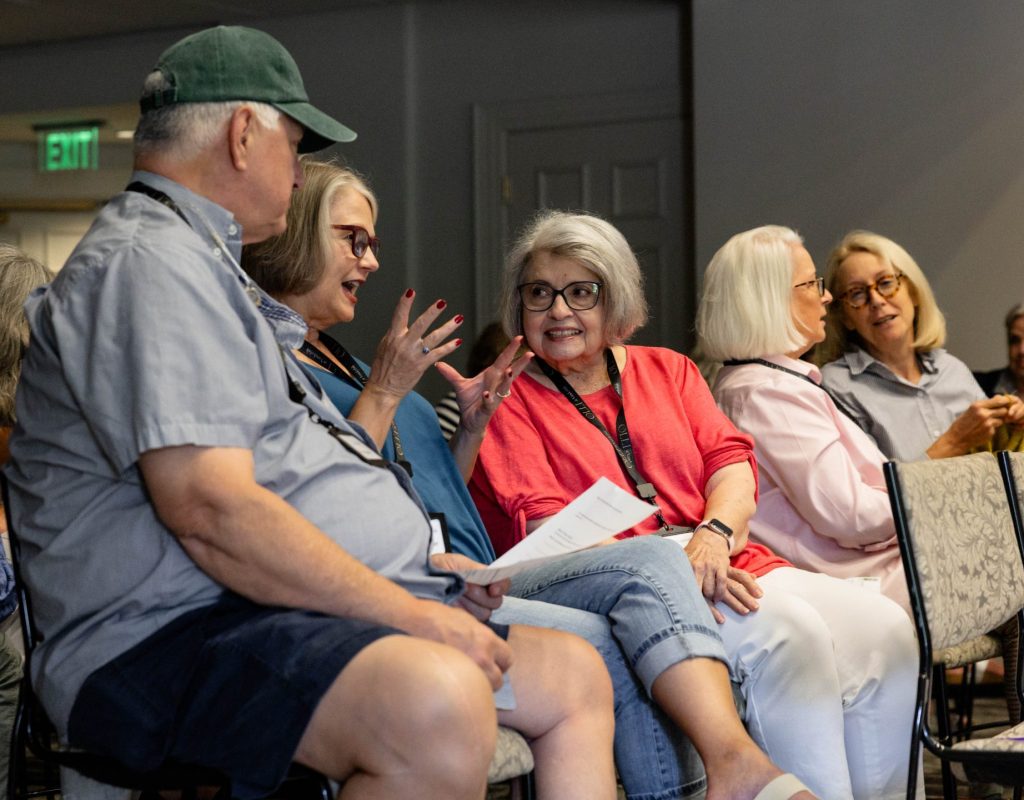Books in a pile for About a Book Book Club, a Special Interest Group at OLLI.
