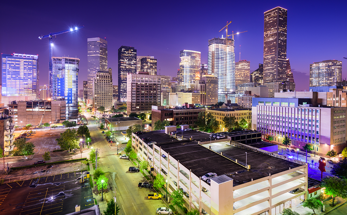 Downtown Houston skyline at night