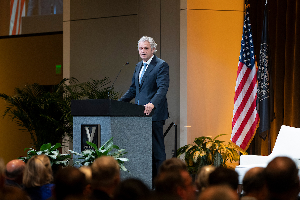 Chancellor Daniel Diermeier gives keynote address at 2025 Summit on Modern Conflict and Emerging Threats at Vanderbilt University