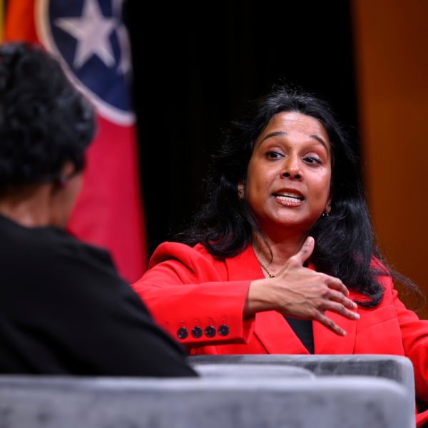 Lakshmi Raman, Director, Office of Artificial Intelligence, CIA during the Institute of National Security 2025 Summit on Modern Conflict and Emerging Threats. Photo: John Amis/Vanderbilt University