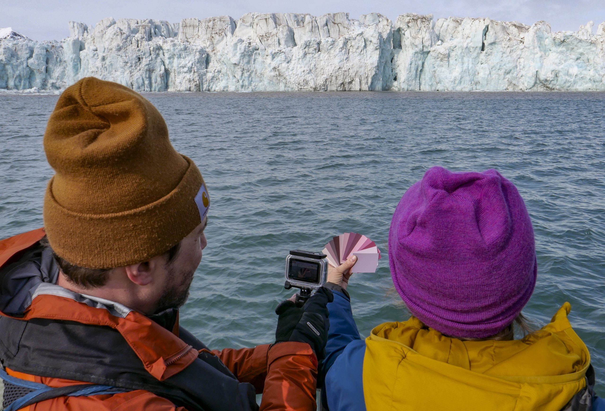Purple cards with artists