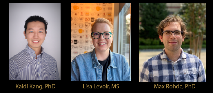 headshots of Kaidi Kang, Lisa Levoir, and Max Rohde