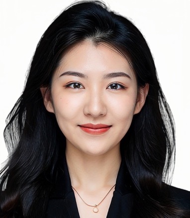 Headshot of Chinese woman with long hair, in black blouse