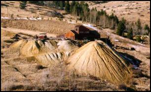 Figure 1. Mine tailings containing pyrite and producing acidic drainage (Western US)
