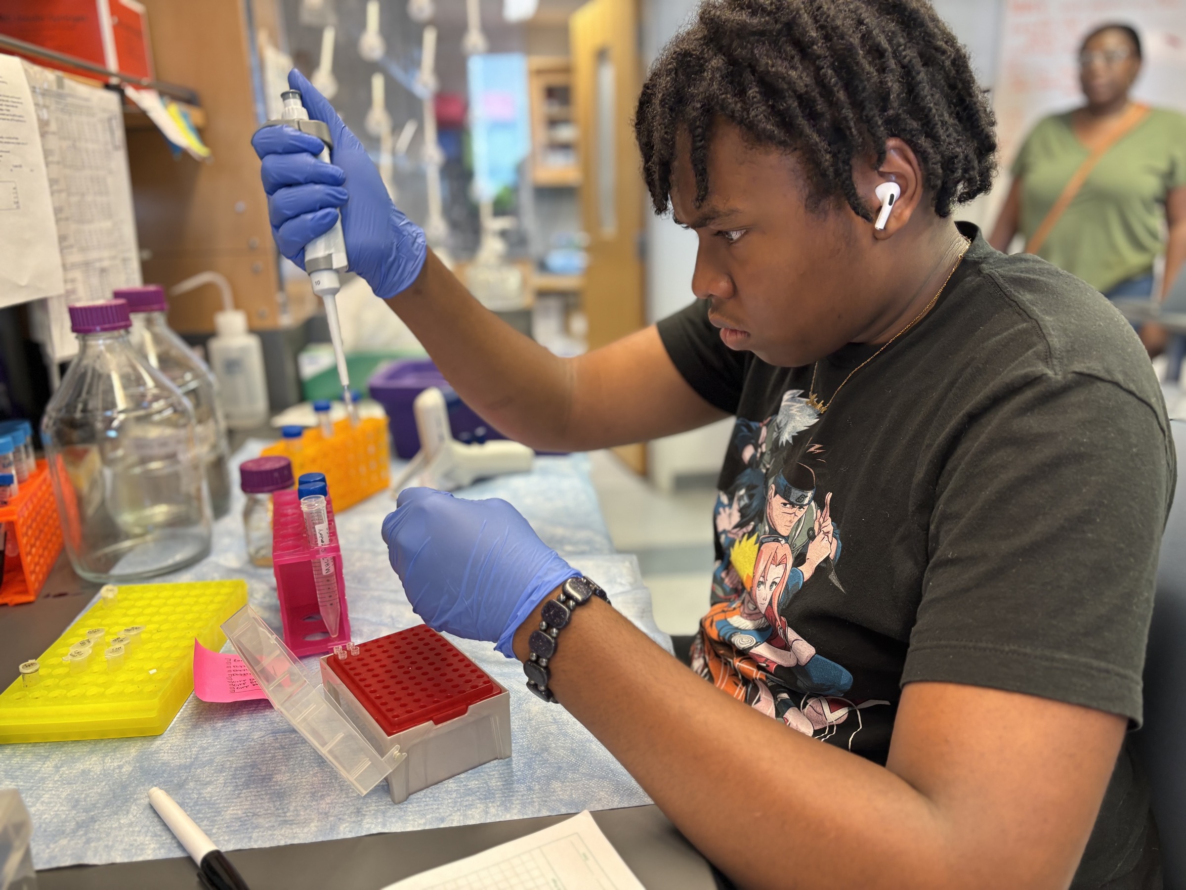 Student in research lab
