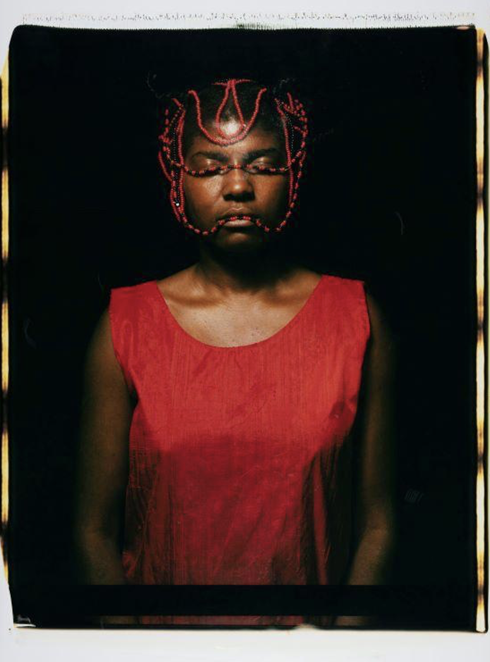 Red Composition (detail), from the series Los Caminos (The Path), 1997. Polaroid Polacolor Pro photographs; 3 parts: 37 × 29 in. each; 37 × 87 in. overall. Collection of Wendi Norris. © María Magdalena Campos-Pons. Image courtesy of the artist